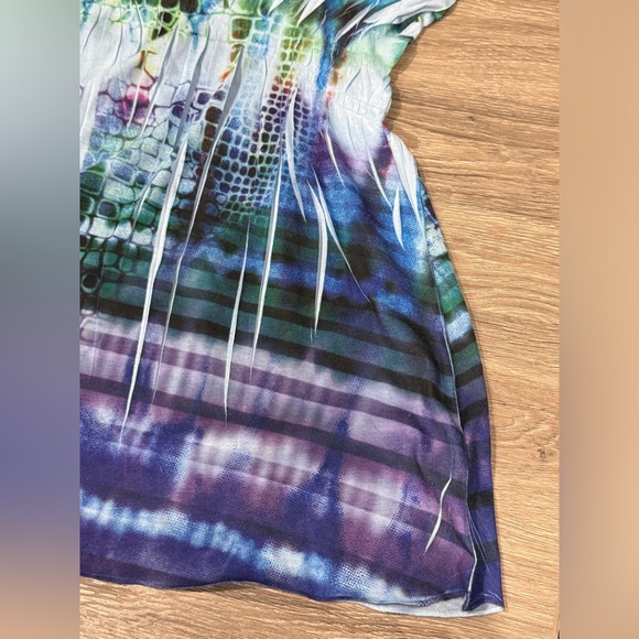 Apt. 9 Green, Blue, and Purple Short Sleeve V-Neck Top Size L - Picture 7 of 16